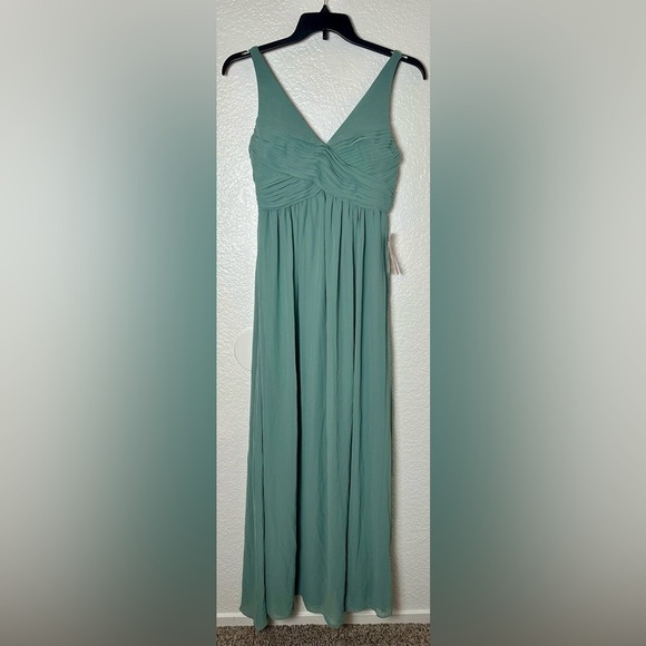 NWT Birdy Grey Laurie Empire Dress in Chiffon Sea Glass - Picture 3 of 6